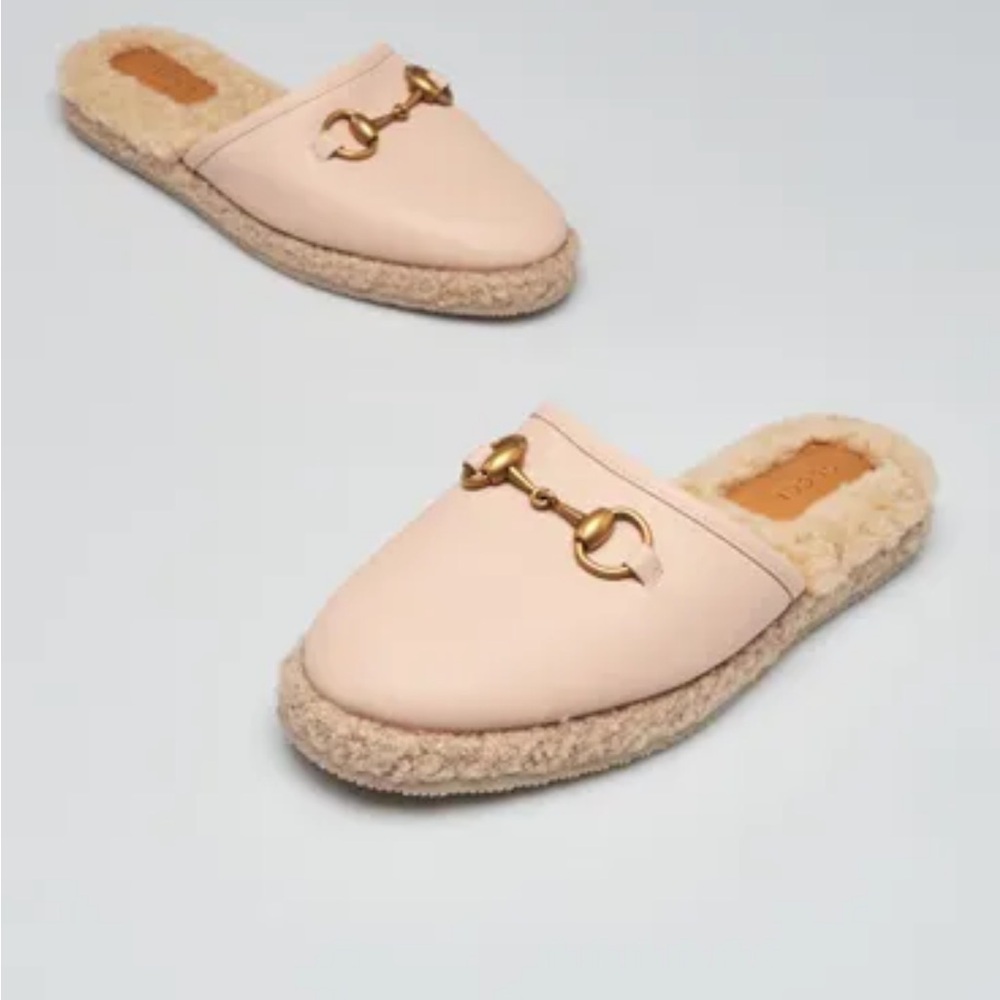 Gucci Pink Mules with Gold Detail
